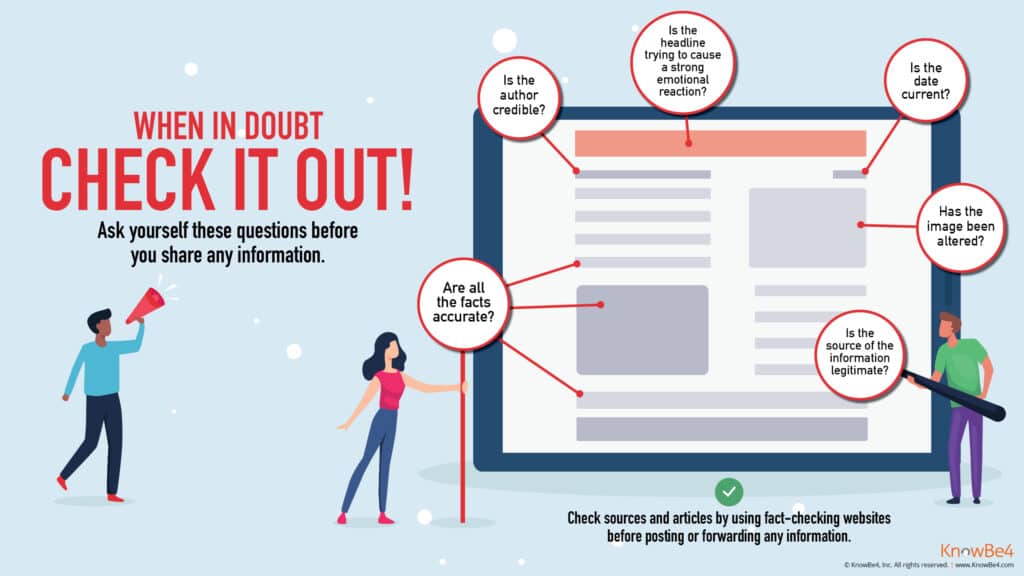 Infographic explaining things to check before sharing personal information.